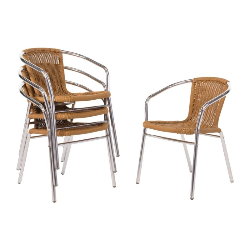 Fauteuils rotin et alu - Lot de 4 - Bolero - Fourniresto Fauteuils rotin et alu - Lot de 4 - Bolero - Fourniresto