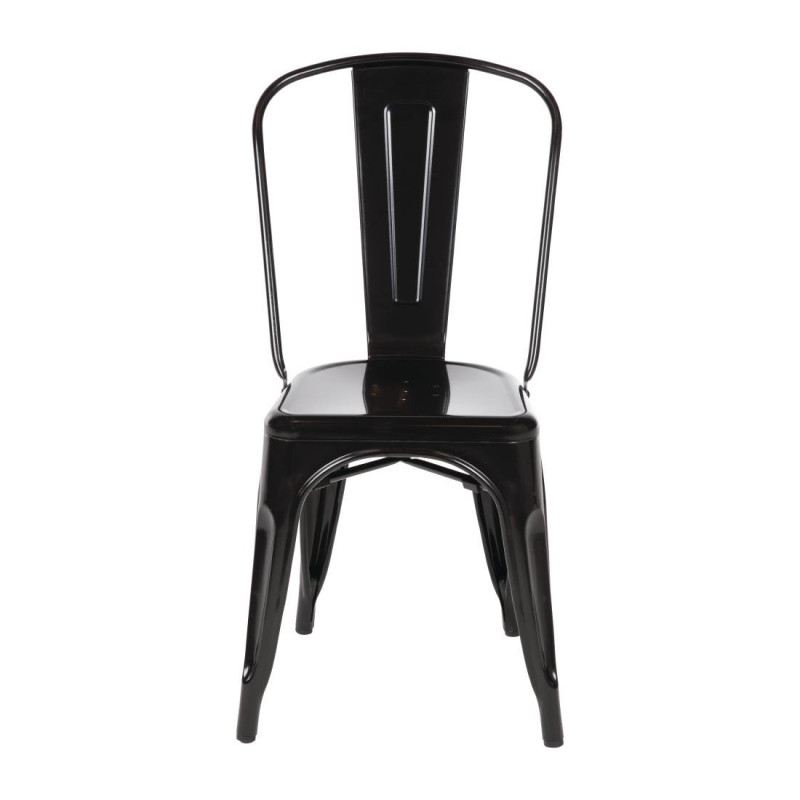 Cadeiras Bistrô Empilháveis em Aço - Preto - Conjunto de 4 - Bolero Cadeiras Bistrô Empilháveis em Aço - Preto - Conjunto de 4 - Bolero