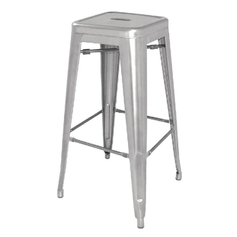 Bancos Altos em Aço Galvanizado Cinza Prateado - Conjunto de 4 - Bolero Bancos Altos em Aço Galvanizado Cinza Prateado - Conjunto de 4 - Bolero