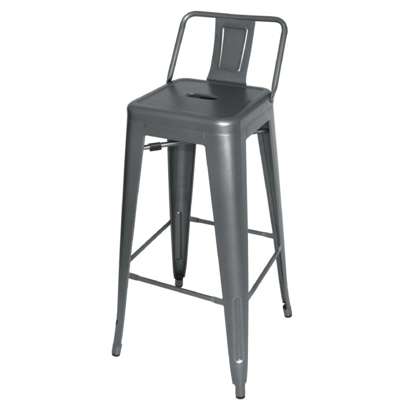Bancos Altos de Metal Cinza com Encosto - Conjunto de 4 - Bolero Bancos Altos de Metal Cinza com Encosto - Conjunto de 4 - Bolero