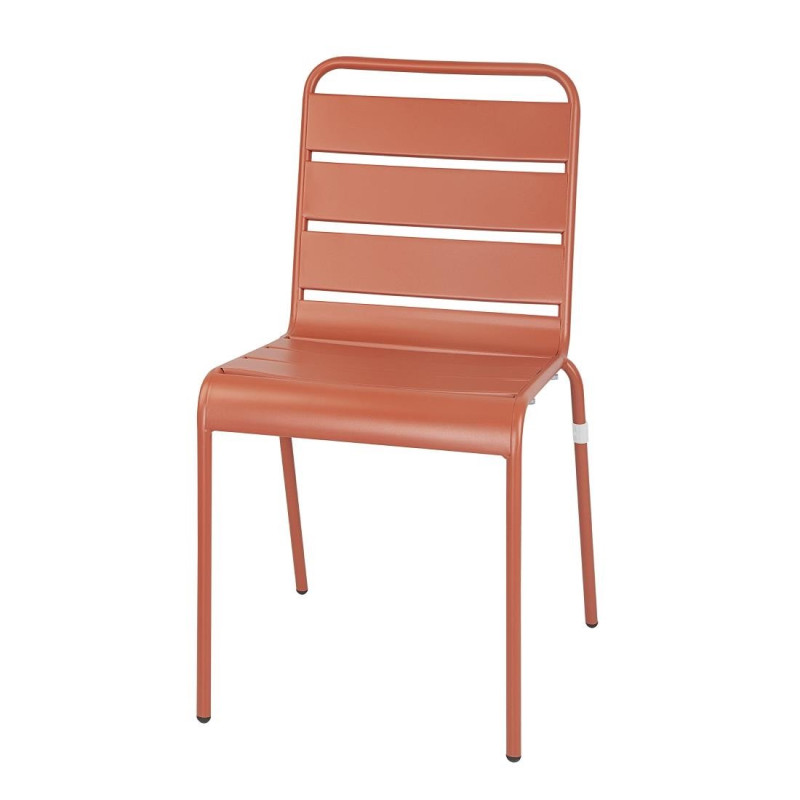 Chaise à Lattes en Acier - Terracotta - Lot de 4 - Bolero Chaise à Lattes en Acier - Terracotta - Lot de 4 - Bolero
