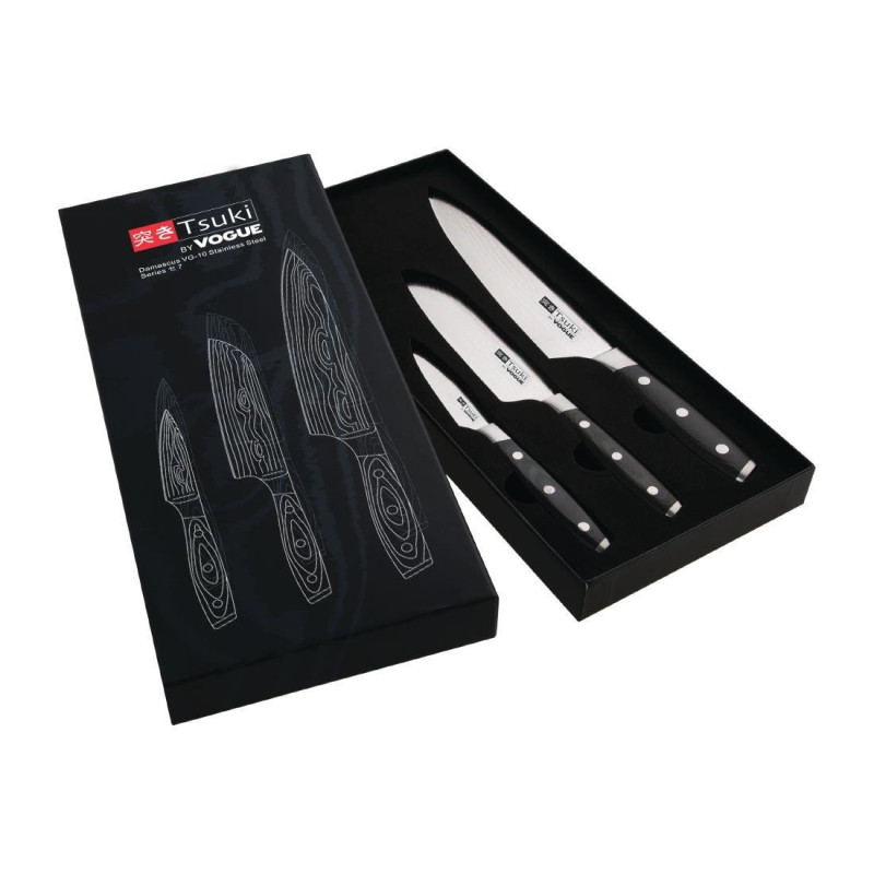 Gift box with 3 Tsuki Series 7 Vogue knives - Professional quality Gift box with 3 Tsuki Series 7 Vogue knives - Professional quality
