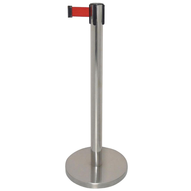 Barreira retrátil com fita vermelha de 3m Bolero, durável em aço inoxidável - Segurança e flexibilidade. Barreira retrátil com fita vermelha de 3m Bolero, durável em aço inoxidável - Segurança e flexibilidade.