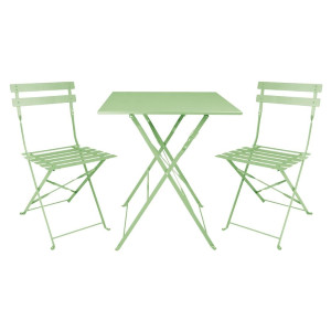 Mesa quadrada dobrável Bolero verde claro 600 mm em aço