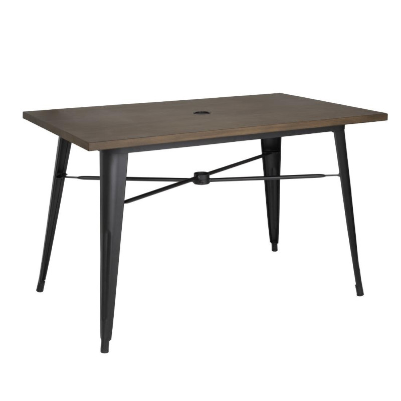 Mesa de exterior em madeira preta Bolero: Estética em madeira, robustez em alumínio para os seus espaços exteriores profissionai Mesa de exterior em madeira preta Bolero: Estética em madeira, robustez em alumínio para os seus espaços exteriores profissionai