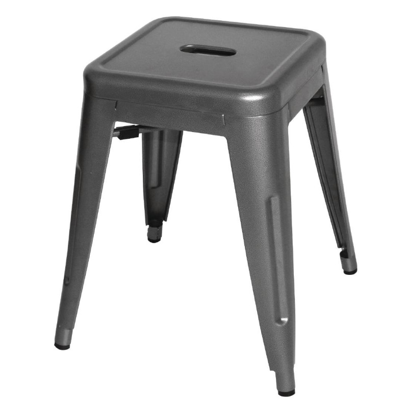 Bancos Baixos em Aço Cinza Metal - Conjunto de 4 Bolero Bistro Bancos Baixos em Aço Cinza Metal - Conjunto de 4 Bolero Bistro