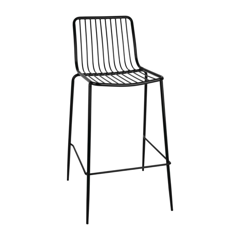 Bancos altos pretos Bolero - Design industrial em fios de aço Bancos altos pretos Bolero - Design industrial em fios de aço