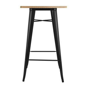 Mesa de Bar Preta com Tampo de Madeira Bolero - Elegante e Funcional
