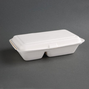 Caixas 2 Compartimentos de Bagasse Compostáveis 253 mm - Lote 200