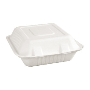 Caixas 3 Compartimentos de Bagasse Compostáveis 201mm - Pacote com 200
