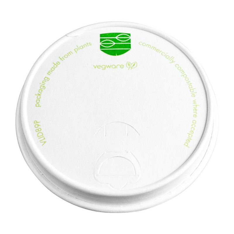 Tampas para bebidas quentes de papel Vegware Série 89 - Pacote com 1000 Tampas para bebidas quentes de papel Vegware Série 89 - Pacote com 1000