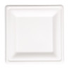 Pratos quadrados compostáveis de bagaço 261 mm - Conjunto de 50 - Ecológicos e práticos
