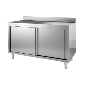 Móvel Inox Baixo com 2 Portas de Bater com Backsplash | Qualidade durável e funcionalidade ótima