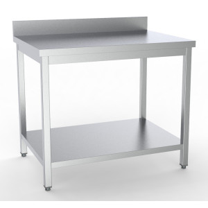 Mesa Inox com Espaldar e Prateleira - L 700 x P 700 mm