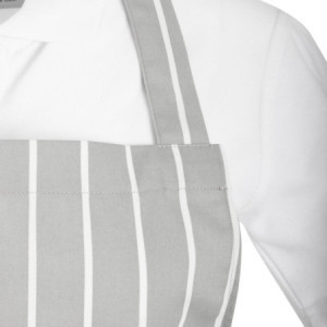 Avental Bavete Listrado Cinza e Branco - Whites Chefs Clothing