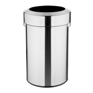 Lixeira de Aço Escovado com Tampa Aberta - 70 L - Bolero