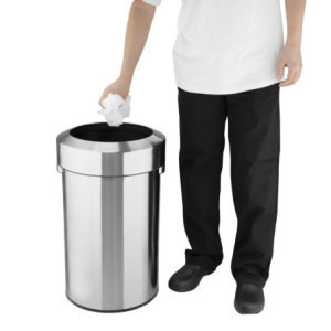 Lixeira de Aço Escovado com Tampa Aberta - 70 L - Bolero