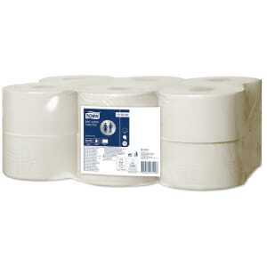 Papel higiénico mini jumbo avançado branco - Pacote de 12 da Tork, econômico e eficiente.
