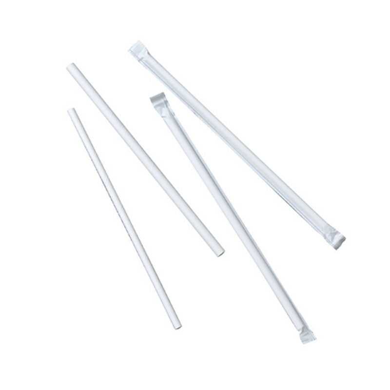 Palha de papel branca embalada - Ø 6 x 197 mm - Pacote com 500 Palha de papel branca embalada - Ø 6 x 197 mm - Pacote com 500