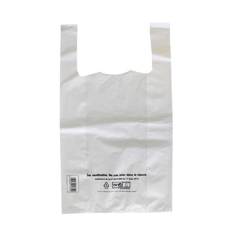 Sacolas de alças reutilizáveis brancas - 10 L - Pacote de 500 Sacolas de alças reutilizáveis brancas - 10 L - Pacote de 500