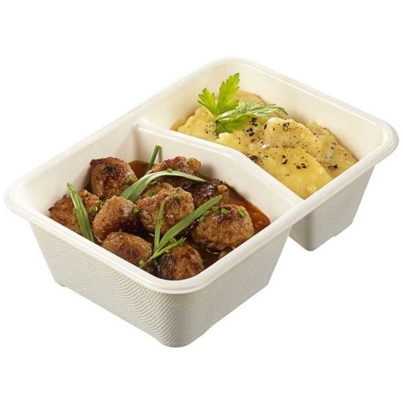 2-Compartment Pulp Tray - 178 x 127 mm - Pack of 50 Eco-friendly 2-Compartment Pulp Tray - 178 x 127 mm - Pack of 50 Eco-friendly
