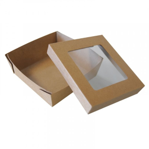 Caixa de refeição com janela 160 x 160 - Ecologicamente responsável - Pacote com 25