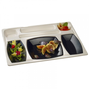 Kit Bandeja Refeição Gala Branco e Preto - 432 x 332 mm - Conjunto de 15