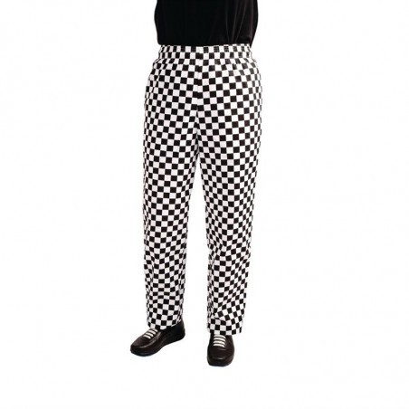 Calças de Cozinha Easyfit em Xadrez Branco e Preto - Tamanho M - Whites Chefs Clothing - Fourniresto