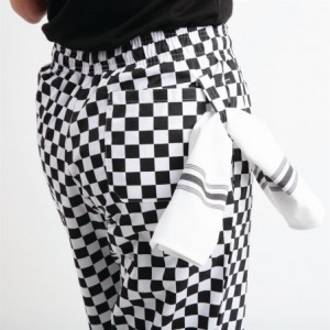 Calças de Cozinha Easyfit em Xadrez Branco e Preto - Tamanho M - Whites Chefs Clothing - Fourniresto