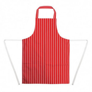 Avental Babete Listrado Vermelho e Branco 710 x 970 mm - Vestuário de Chef Branco - Fourniresto