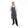 Avental Bavete Com Bolso Listrado Azul Marinho E Branco 965 X 710 Mm - Whites Chefs Clothing - Fourniresto