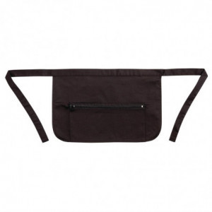 Avental de barman com bolsos e fecho de correr preto em poliéster/algodão 450 x 305 mm - Roupas de chef Whites - Fourniresto