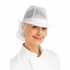 Chapéu Trilby Branco com Rede - Tamanho L 590 mm - FourniResto - Fourniresto
