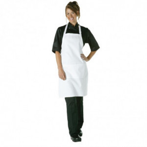 Avental Bavete Branco com Bolsos e Alça Ajustável - Chef Works - Fourniresto
