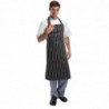 Avental de cozinha listrado preto e branco 760 x 970 mm - Roupas de chef brancas - Fourniresto