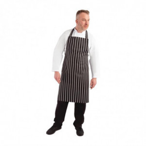 Avental de cozinha listrado preto e branco 760 x 970 mm - Roupas de chef brancas - Fourniresto