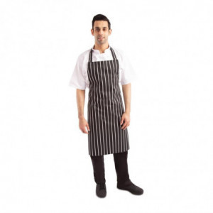 Avental de cozinha listrado preto e branco 760 x 970 mm - Roupas de chef brancas - Fourniresto