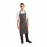 Avental de cozinha listrado preto e branco 760 x 970 mm - Roupas de chef brancas - Fourniresto