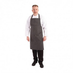 Avental de cozinha listrado preto e branco 760 x 970 mm - Roupas de chef brancas - Fourniresto