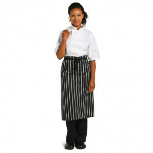 Avental de cozinha listrado branco e preto 760 x 970 mm - Roupas de chef brancas - Fourniresto
