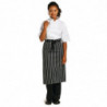 Avental de cozinha listrado branco e preto 760 x 970 mm - Roupas de chef brancas - Fourniresto