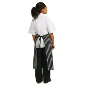 Avental de cozinha listrado branco e preto 760 x 970 mm - Roupas de chef brancas - Fourniresto