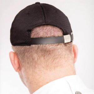 Boné de beisebol Cool Vent preto com detalhe azul em poliéster/algodão - Tamanho único - Chef Works - Fourniresto