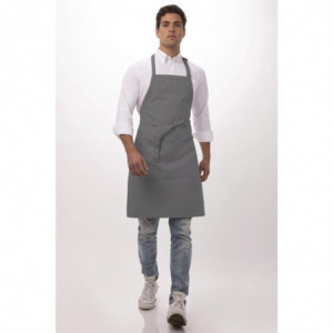 Avental Bavete com alças ajustáveis e duplo bolso cinza 610 x 860 mm - Chef Works - Fourniresto