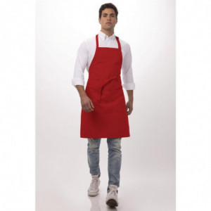 Avental Bavete com alças ajustáveis e duplo bolso vermelho 610 x 860 mm - Chef Works - Fourniresto