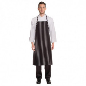 Avental Bavete Premium Tecido Listrado Preto e Branco - Chef Works - Fourniresto
