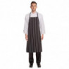 Avental Bavete Premium Tecido Listrado Preto e Branco - Chef Works - Fourniresto