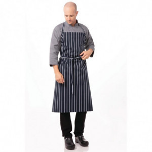 Avental Bavete Tecido Premium com Listras Azul Marinho e Brancas - Chef Works - Fourniresto