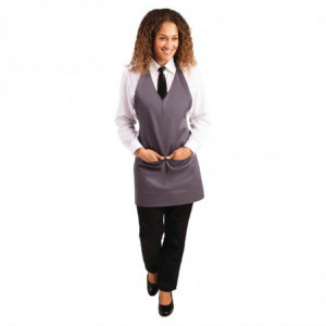Avental de Servidor Gola em V Cinza Antracite em Poliéster/Algodão 838 x 698 mm - Whites Chefs Clothing - Fourniresto
