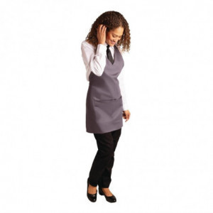 Avental de Servidor Gola em V Cinza Antracite em Poliéster/Algodão 838 x 698 mm - Whites Chefs Clothing - Fourniresto